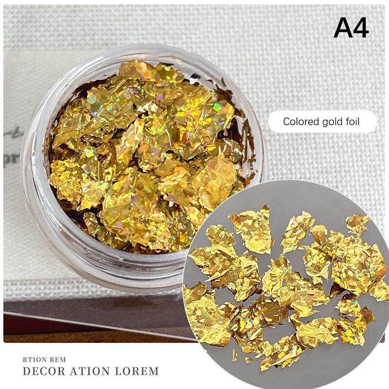 1 Box Goldfolien-Splitter Nagelglitzer Für DIY-Nägel Sticker-Kunst Nageldekorationen Mehrfarbige Blattgold-Flocken