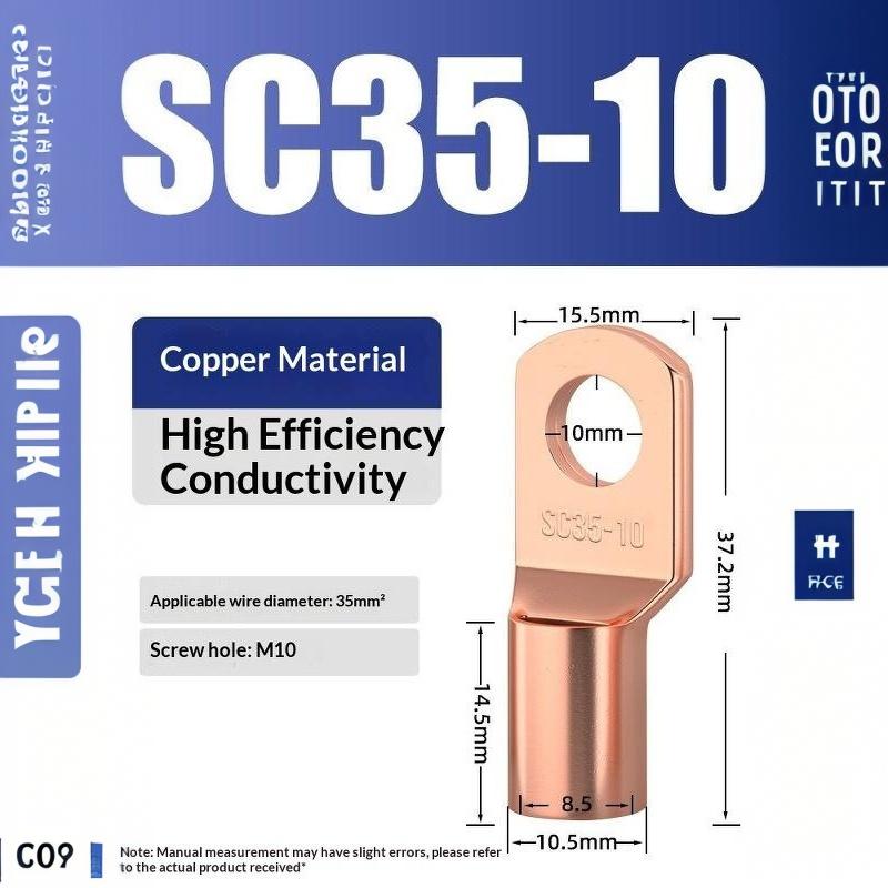 Cd Copper Lug Ring Wire Connectors Bare Cable Electric Crimp Terminal Sc4-6 Sc6-6 Sc6-8 Sc10-6 Sc16-6 Sc16-8 Sc25-8