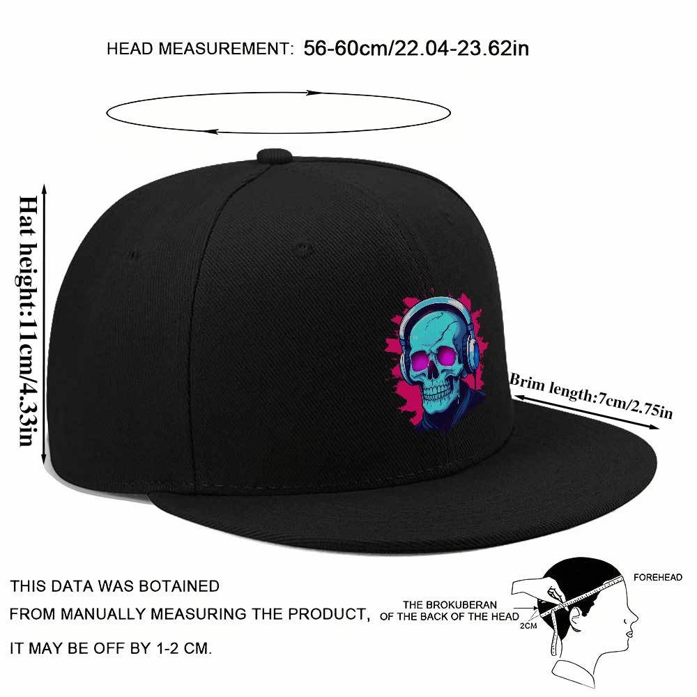 Neon Totenkopf Kopfhörer Snapback Kappe Polyester Street Hip Hop Verstellbar Unisex Baseballkappe