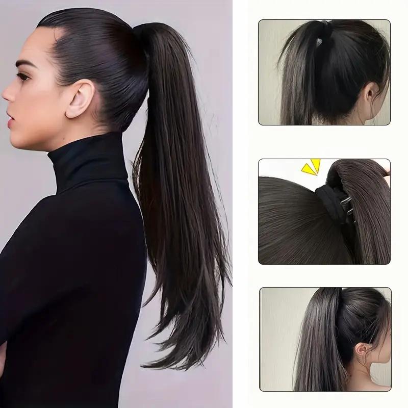 Eleganter Synthetischer Pferdeschwanz Damen Langer Gerader Haar Pferdeschwanz Haarverlängerung Krallenclip im Haar für Alle Anlässe