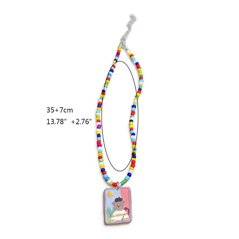 Bohemian Beaded Necklace Summer Rice Bead Bear Necklace Hawaii Beach Necklace Jewelry Suitable for Ladies and Girls
