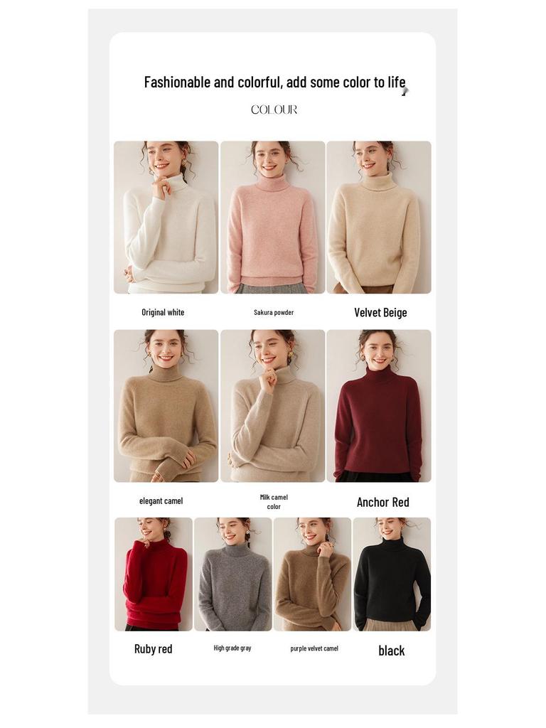 2024 Women's Pure Cashmere High Neck Thick Winter Sweater