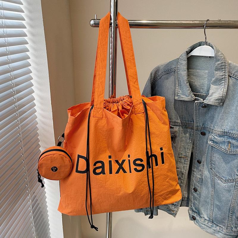 

Large-capacity cloth bag women s spring and summer versatile new literary shoulder bag college student class tote bag оранжевый