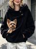 Unisex Løs Pullover Sweatshirt med Kænguru Kæledyrslomme, Kæledyrstrøje til Rejser, Håndfri Bæring af Lille Kat Hund, Gave til Kæledyrselsker (143)