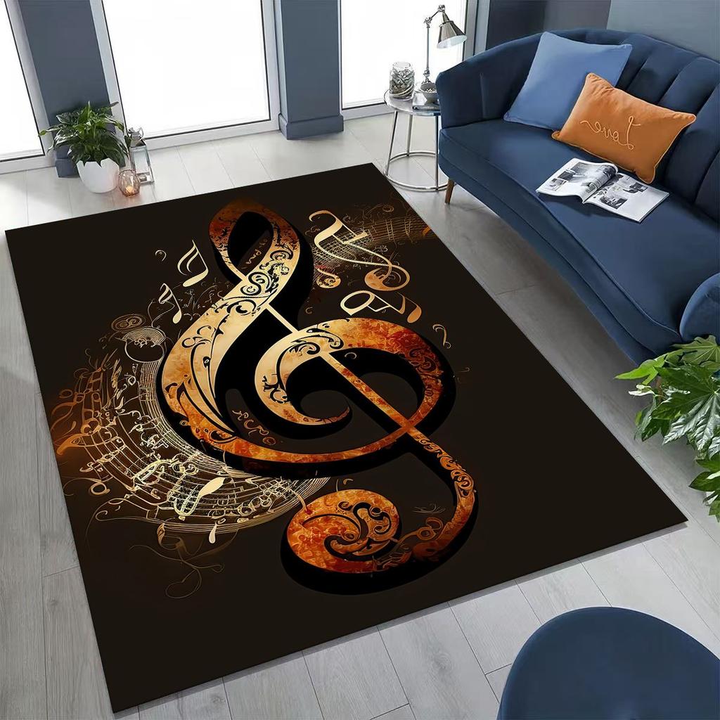 Tańcząca Muzyka Nuta Muzyczna Instrument Kreskówkowy Dywanik do Sypialni Salonu Kanapy Domowego Wycieraczka Dekoracja, Duży Dziecięcy Antypoślizgowy Dywanik Podłogowy