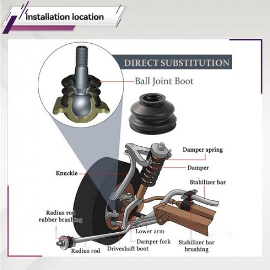 7SizeX2 Ball Joint Boot Dust Cover Tie Rod Linkages Ends Replacement Kits Rubber