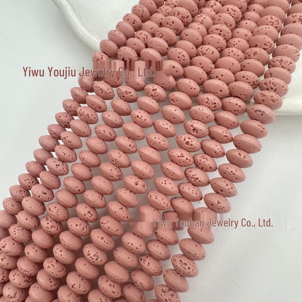 Solid Color Lava Stone Abacus Bead Bracelet Necklace DIY Jewelry Accessories