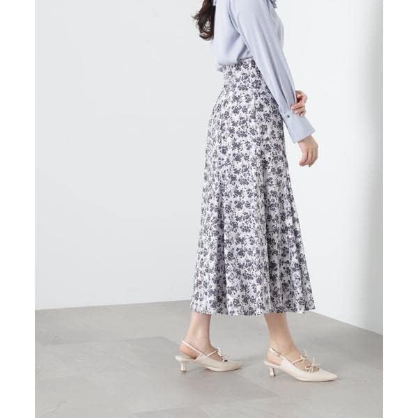 Jill by Jill Stuart Women's Shadow Flower Print Skirt, Blue, 125-3120018