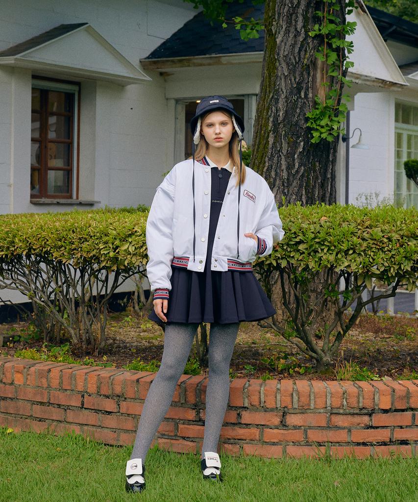 KANDINI Navy Zip-Up Flare Dress