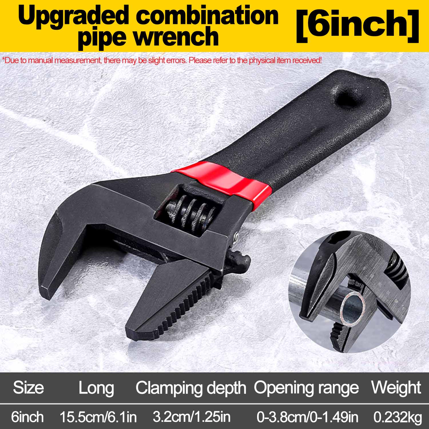 

Antirust Adjustable Sink Wrench 6 in 8 in Large Opening Repair Tools High Hardness Non-slip Faucet Spanner Pipe Fitting