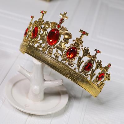 1pc Luxurious King Queen Crown Metal Crystal Elegant Headwear for Men Women Party Holiday Hair Accessories Crown Gift