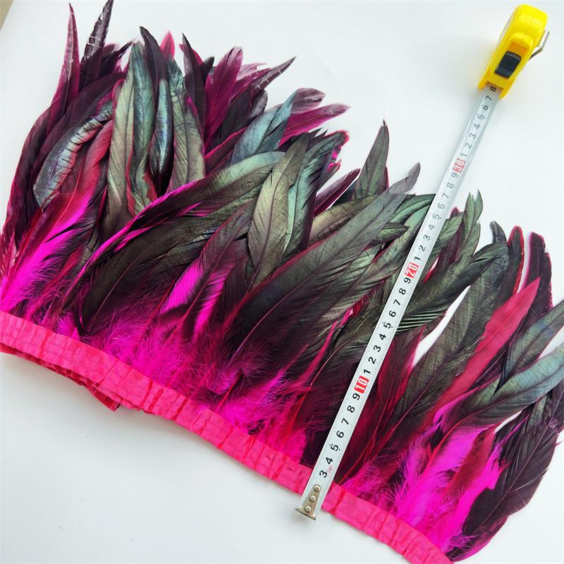 10Yard/lot 25-30CM Chicken Feathers Trim Cloth Sideband Rooster Tail Feather Trims Clothing Wedding Decoration
