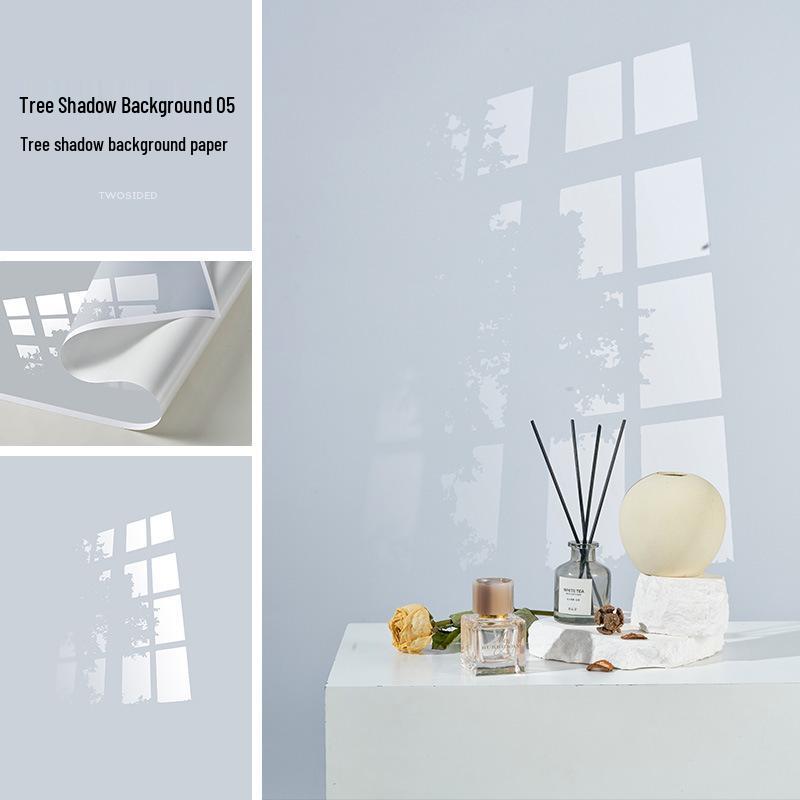 3D-Stereofotografie-Hintergrund mit Baumschatten und dynamischen Lichteffekten