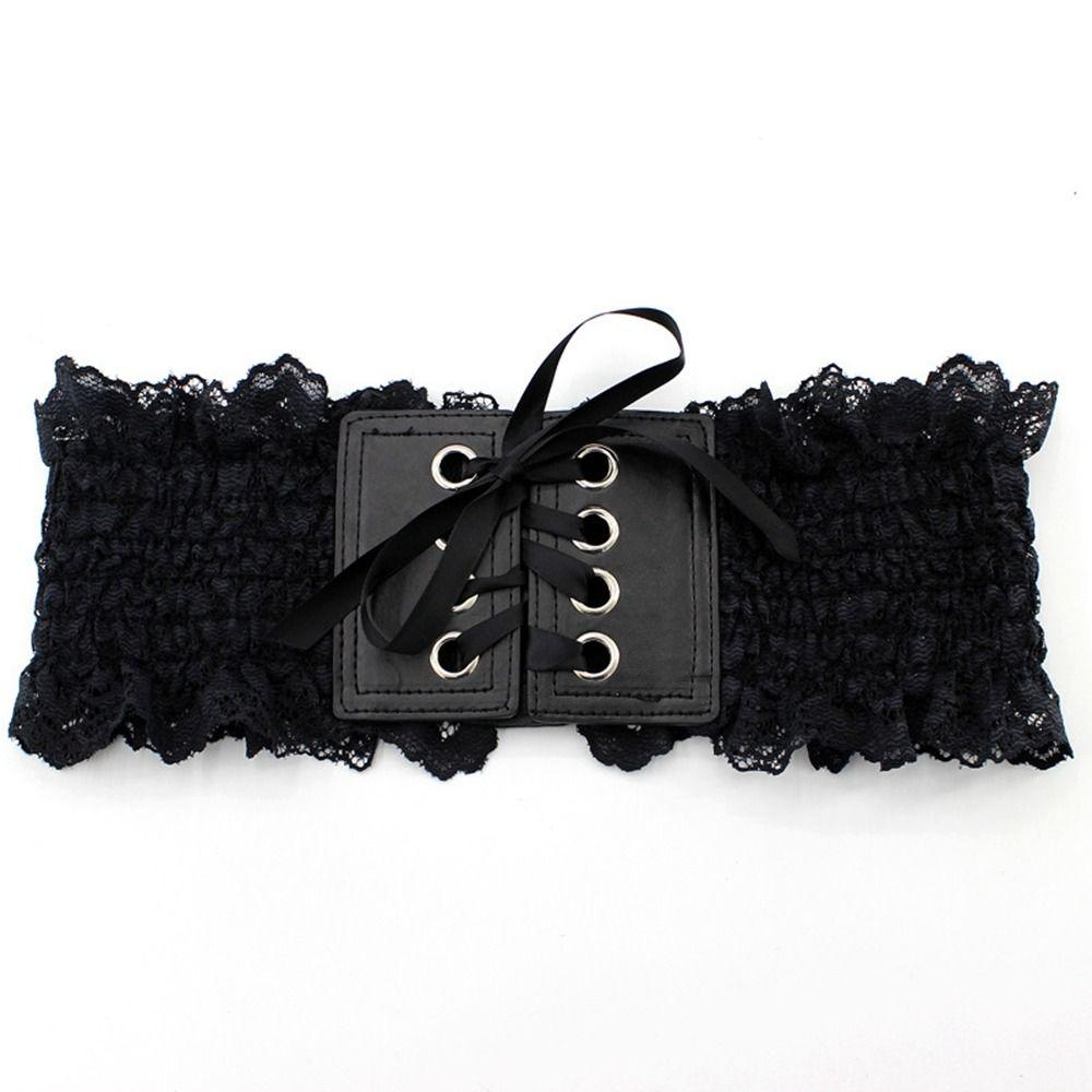 Adjustable Elastic Cummerbunds PU Leather Waist Corset Punk Wide Belt  Ladies