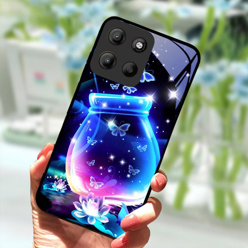 Für Motorola G15 Hülle Gehärtetes Glas Handyhülle Für Moto G15 MotoG15 Sturzschutz Luxuriöse Rückabdeckung G 15 Schale Hülle