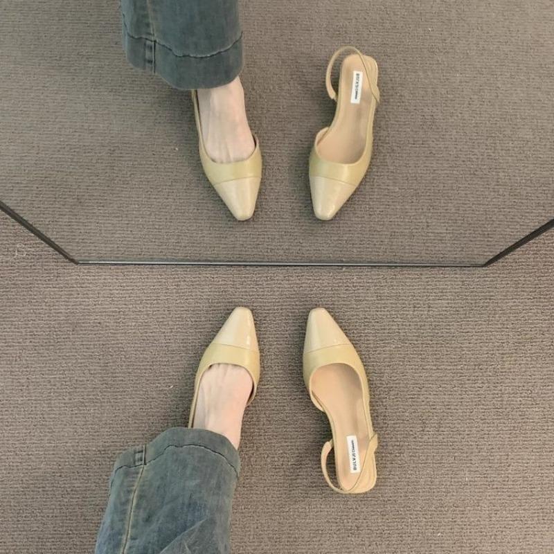 Low Heel Pointed Toe Bag Head Sandals Women's New Summer Skirt Gentle Shoes Mary Jane Single Shoes