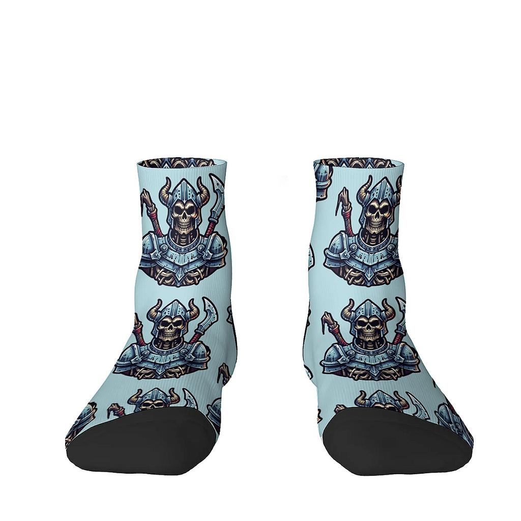 Funny Skeleton Knight unisex soft breathable hip-hop Crazy low-top socks Suitable for everyday wear in all seasons