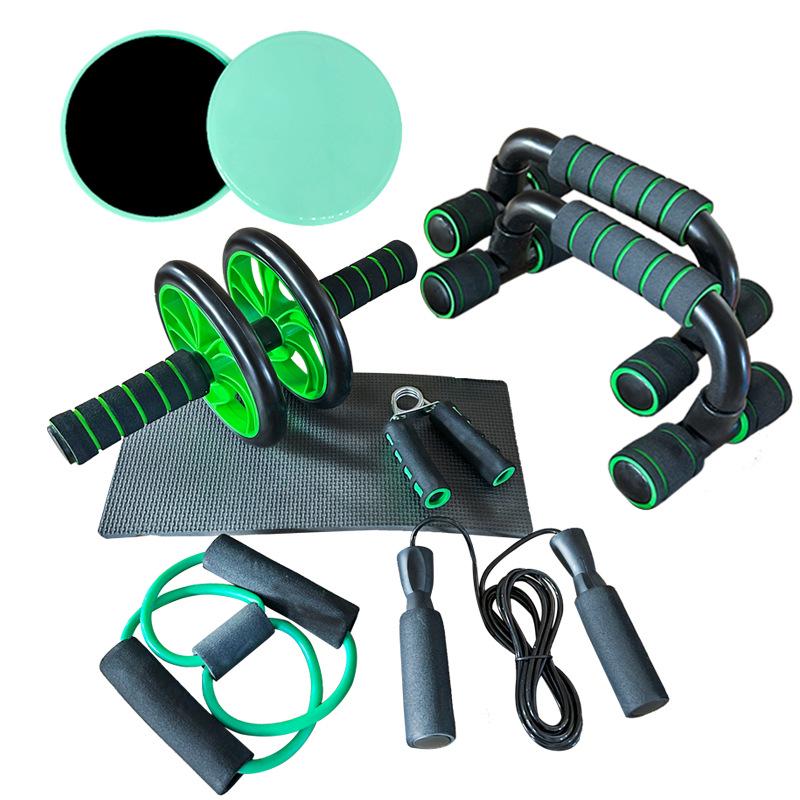 7-Piece Ab Wheel Fitness Set: Includes Push-Up Bars, Jump Rope, and Figure-Eight Resistance Bands