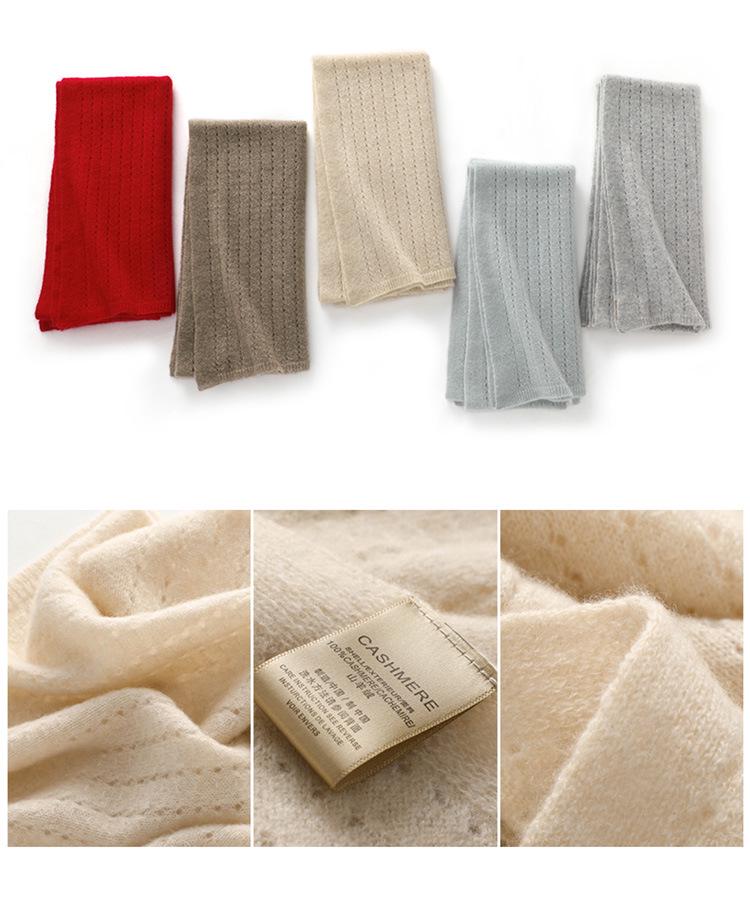 Women's 100% Pure Cashmere Hollow Knit Scarf - New Autumn/Winter Style, Warm & High-End Feel