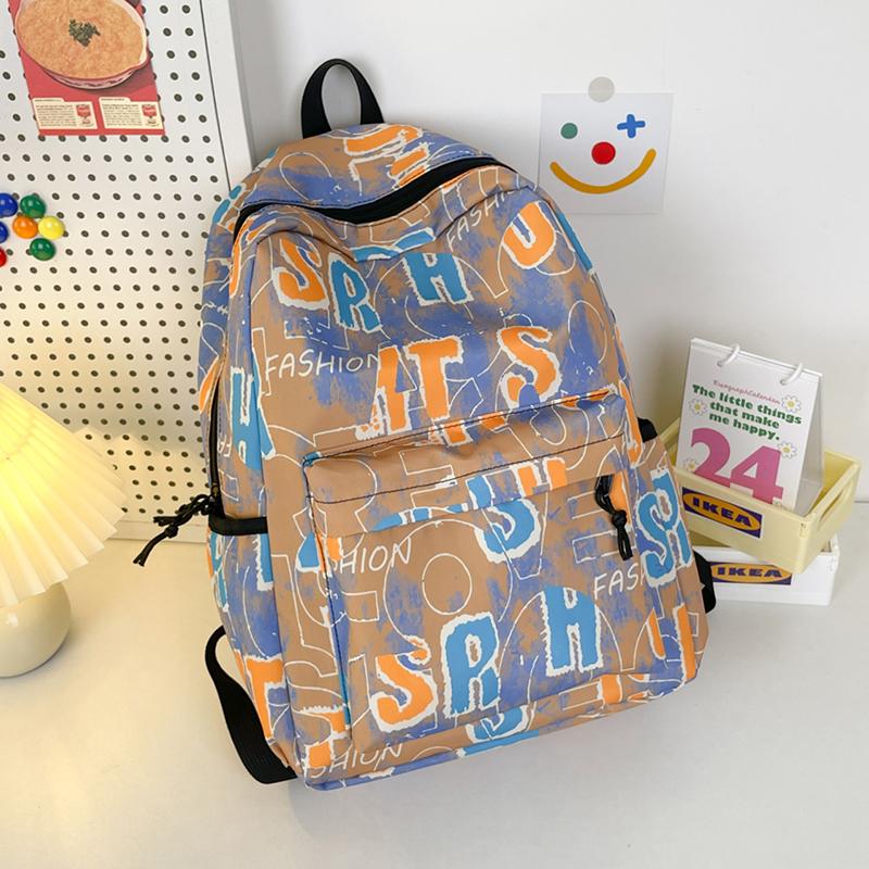 Women Large Capacity Backpack Men's Graffiti Print Backpack Student Schoolbag