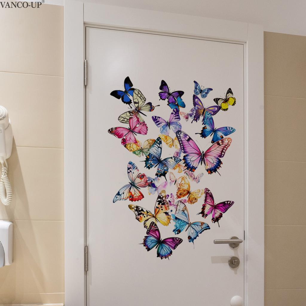 Colorful Simple Butterfly Creative Wall Stickers, Self-Adhesive Decor for Bedroom Living Room Background Decoration
