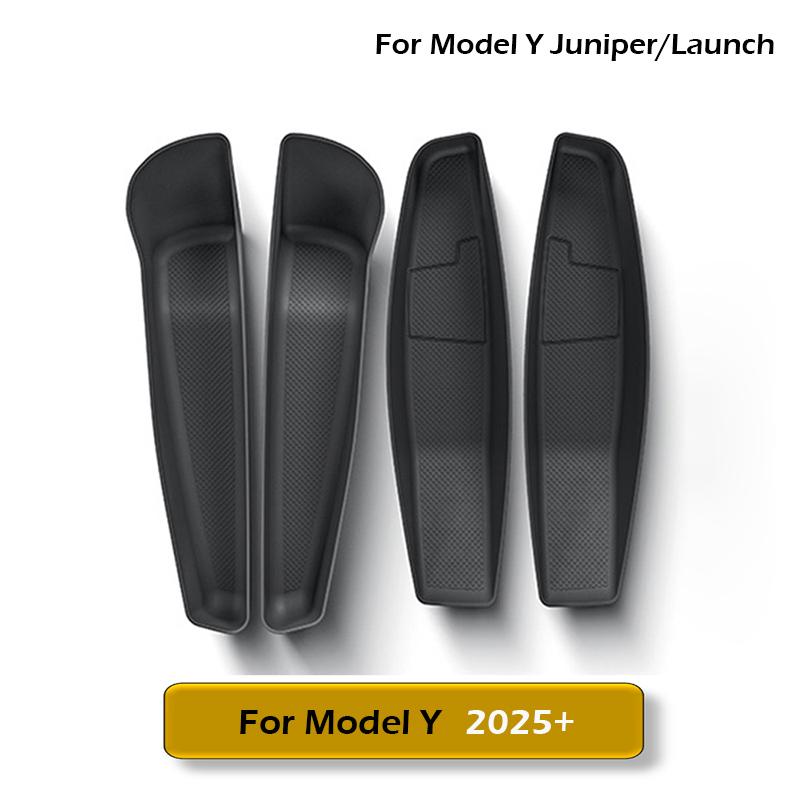 Door Side Storage Box Front Rear Door Handle Armrest Tray Organizer for Tesla Model Y Juniper 2020 - 2025 Model 3 Highland