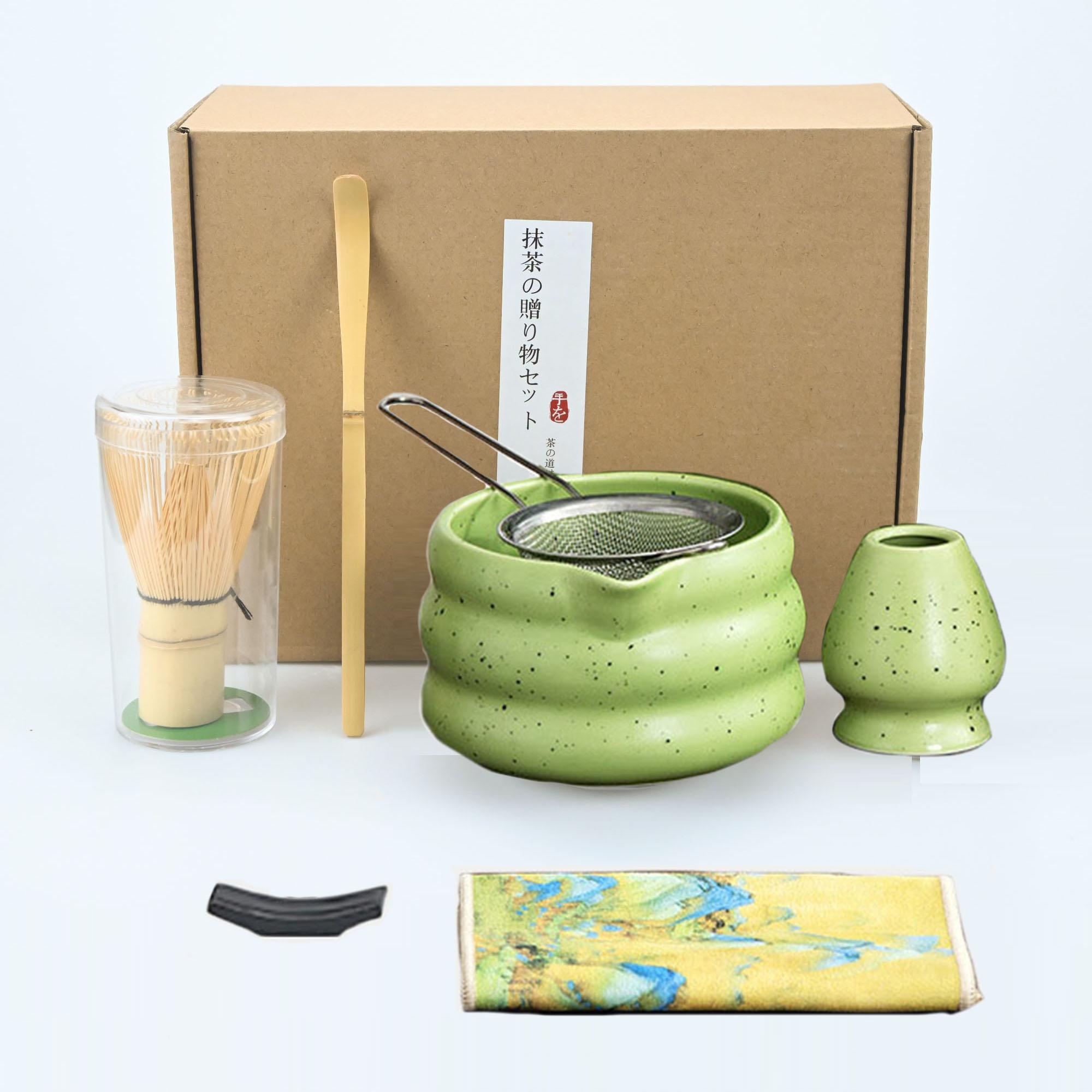

7pcs/set Japanese Style Matcha Tea Set With Tool Rack, Including Bowl, Whisk, Spoon, Great Gift For Ceremony, Traditional Japane Seven-piece Set зелёный