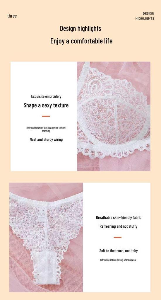 New European & American Sexy Lace See-through Ultra-thin Comfort Bra & Panty Lingerie Set
