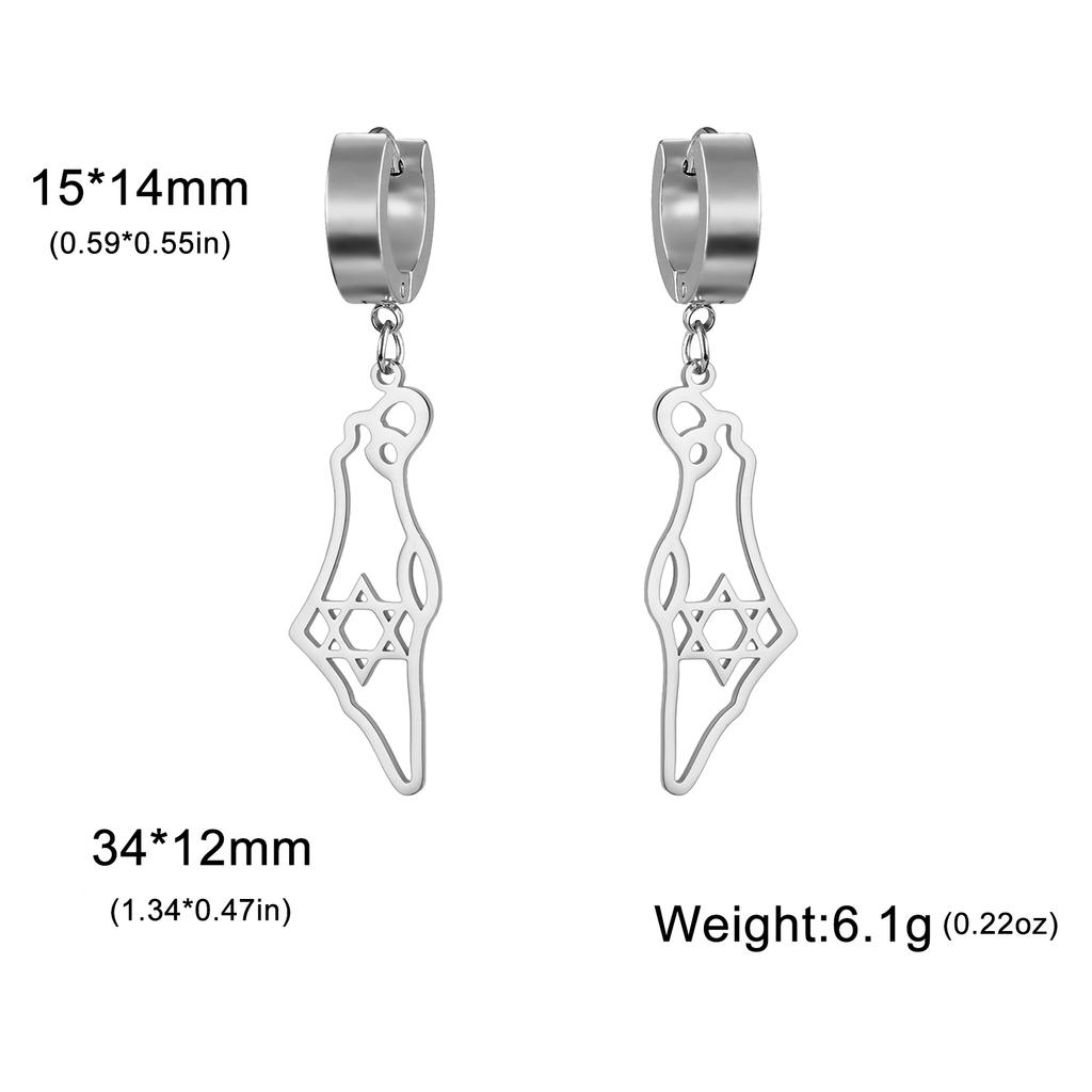 Cazador Star of David Israel Map Drop Earrings Stainless Steel Je Judaism Jewelry Hexagram Earrings Vintage Gift 2026 New