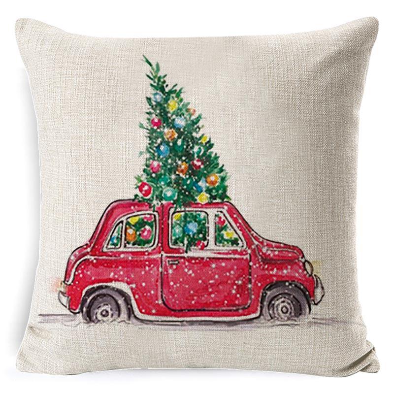Cushion Cover Christmas Car Red Pillow Cover Bed Cushion Pillow Linen
