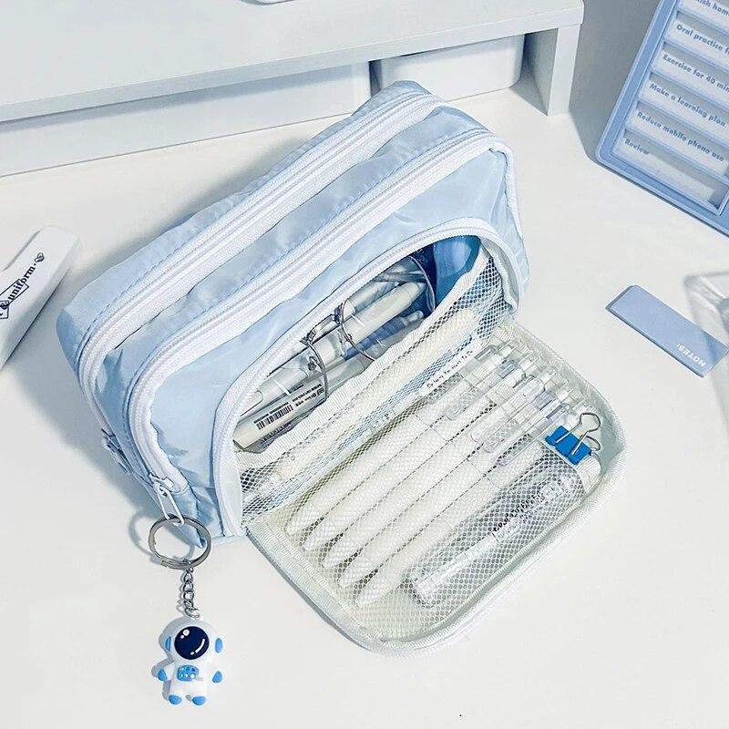 Girl Large Capacity Aesthetic Pencil Bag School Cases Cute Stationery Holder Bag Zipper Pencil Pouch Student School Supplies