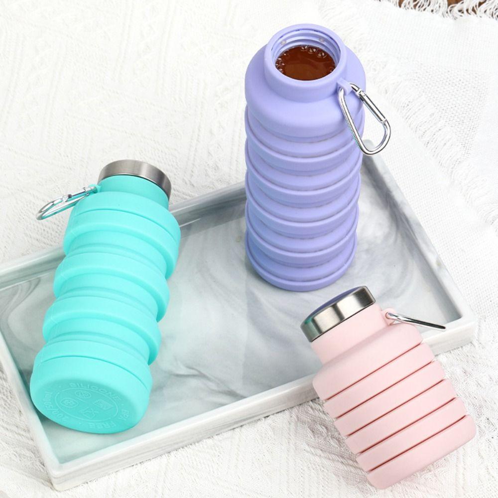 Silicone Foldable Water Bottle 17oz Sport Water Bottle Portable Collapsible Water Bottle  Traveling