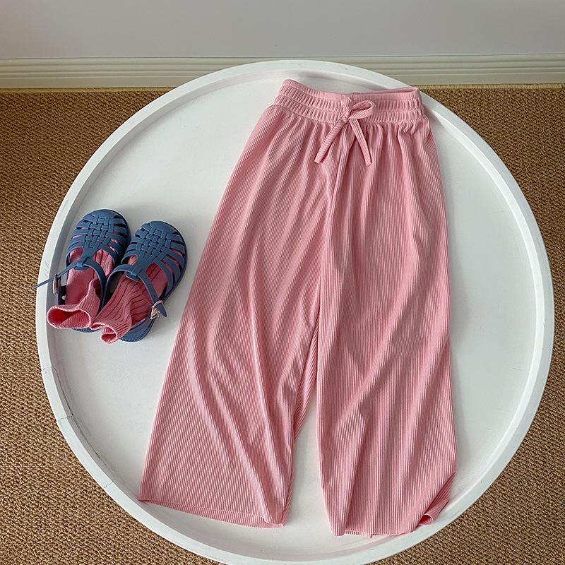 Girls' Ice Silk Wide Leg Pants Summer Korean Children's Loose Pants Baby Elastic Casual Pants