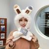 Rabbit Ears Warm Ears Furry Two-piece Set Thickened Plush Cute Hat Female Cycling Winter Hat