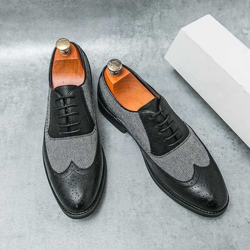 

Модные роскошные мужские повседневные кожаные туфли, мужские туфли с острым носком, свадебные кожаные мужские туфли из парусины для офиса и джентльмена 39 чёрный