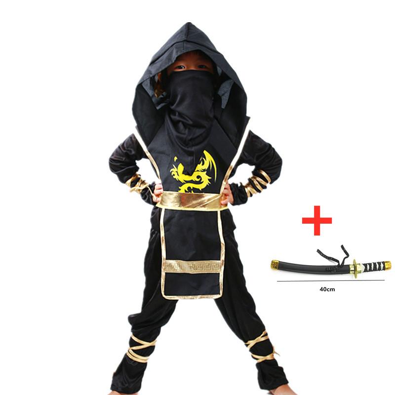 Schwarzes Ninja-Kostüm Anime Ninja Spielzeugset Kämpfendes Samurai-Kostüm Maske Kinderfeiertag Bestes Geschenk One Size&Anime Movies