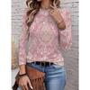 Autumn and Winter Women's Floral 3D Print Crew Neck Long-sleeve T-shirt with Ethnic Style
