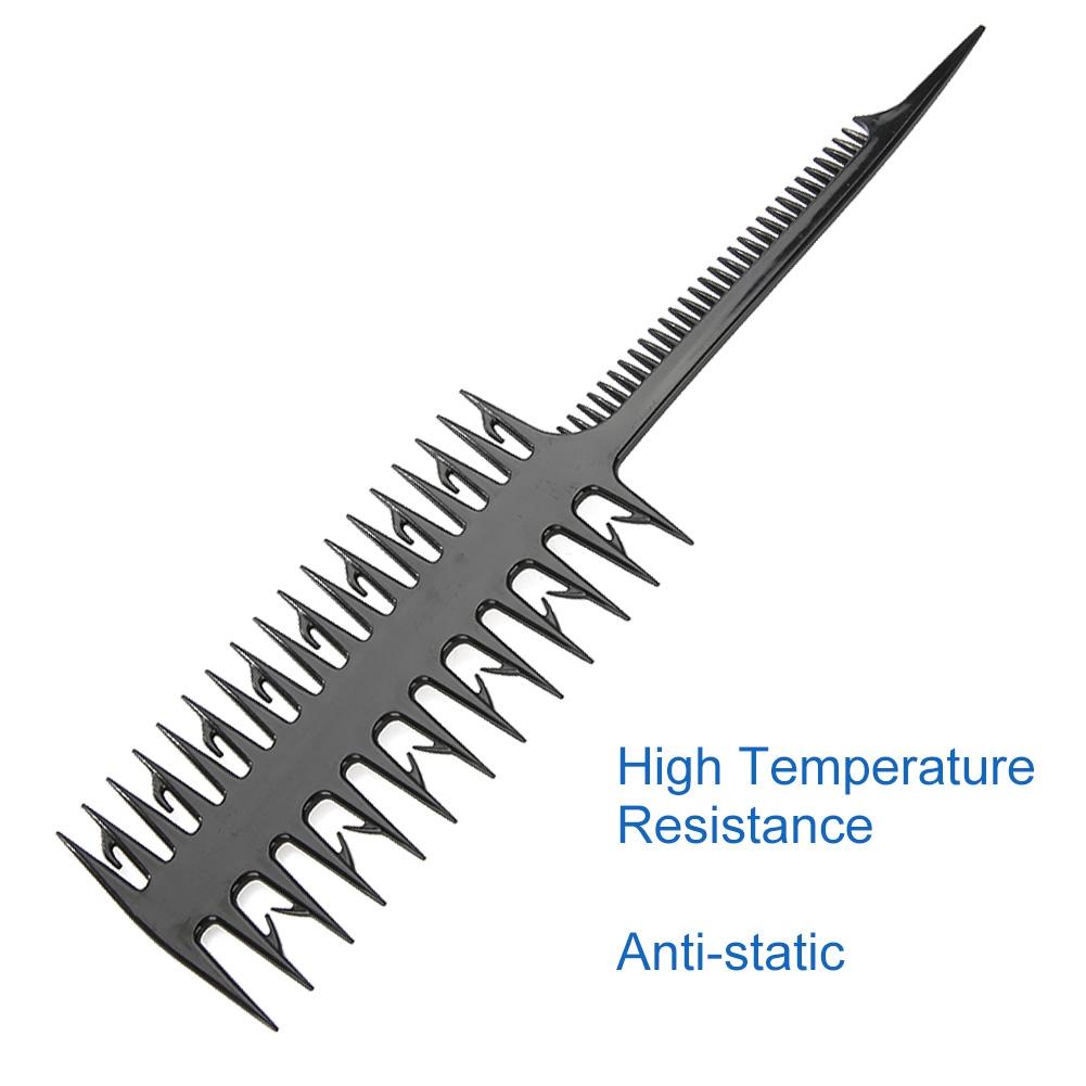 Double Sided Wide Fine Tooth Highlighting Comb Professional Piece Strip Dyed Hair Comb Black