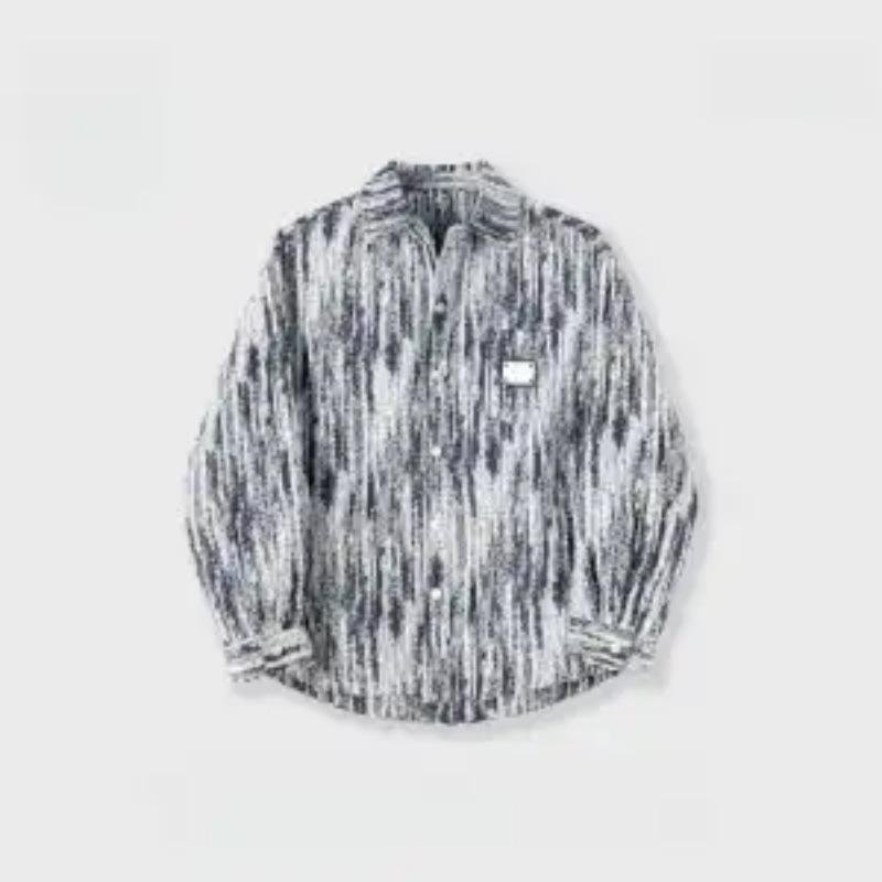 

Autumn Workwear Denim Jacket Men s New High-end Loose Trendy Tie-Dye Versatile Cardigan Shirt L синій