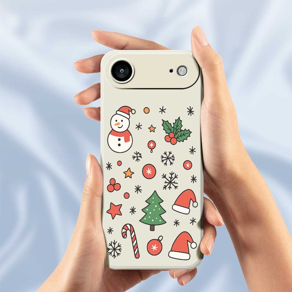 For iPhone 17 Air Case Snowman and Santa Hat Pattern Printing Straight Edge TPU Phone Back Cover