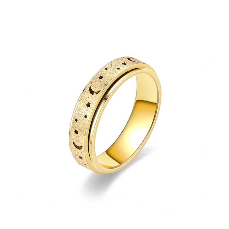 Star and Moon Rotating Frosted Decompression Ring - Anti-Anxiety Jewelry