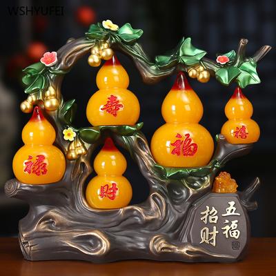 Home Decor Accessories Five Blessings Lucky Gourd Decoration Desktop Ornaments for Living Room and Study Gift for Store Opening