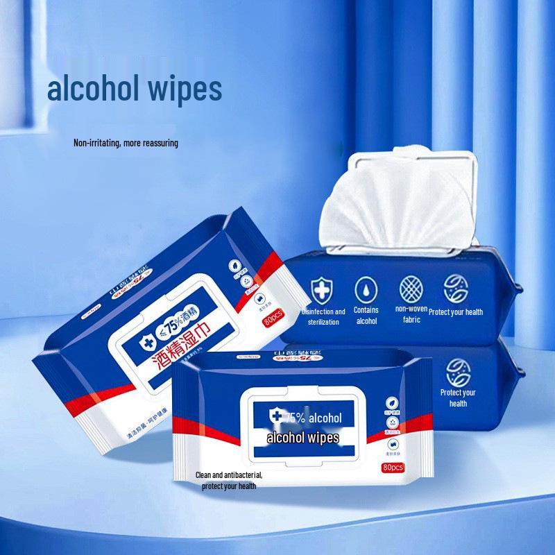 Extra Thick 75% Alcohol Wipes - 80-Count Pack for Household Use