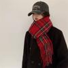 Tassel Winter Cashmere Scarves Plush Cape Wraps Elegant Plaid Wool Scarf  Girl