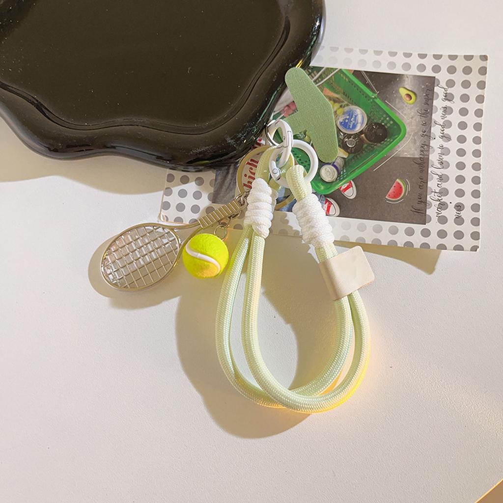 Stylish Green Tennis Racket Keychain Accessory Unique Green Tennis Racquet Pendant Bag Decoration For Tennis Lovers