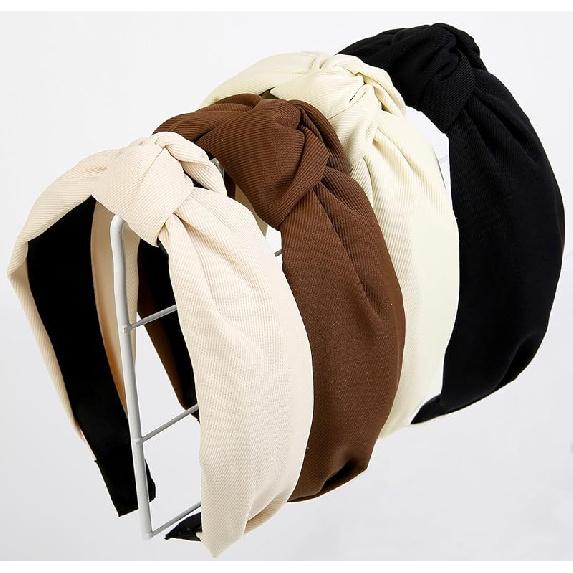 Knotted Fashion Hairbands and Hair Hoops: Non-Slip Top Knot Headbands with Leopard Print for Women and Girls - 4PCS Beige Brown Hair Accessories Set
