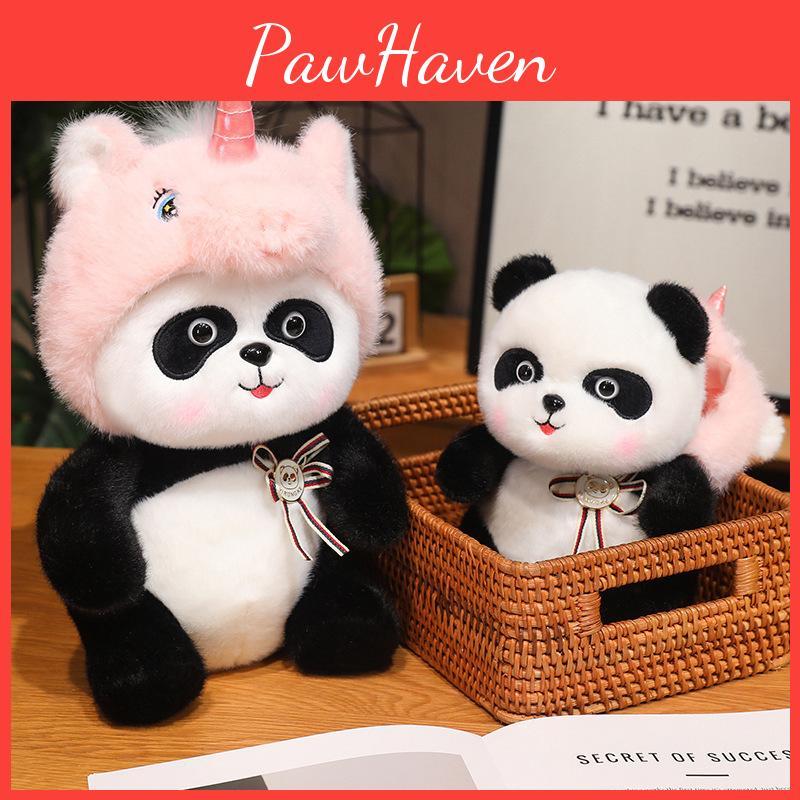 Plush Toy Panda Unicorn Hat Doll Stuffed Animal Cartoon Decor Pp Gift Cotton