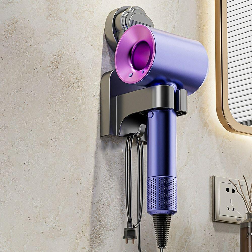 2Pcs Plastic Suction Cup Hair Dryer Holder Wall Mounted Punch-Free Blow Dryer Hanger Space Saving Reusable