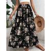 Women's Colorful Flower Printed High Waist Skirt Swing Skirt Elastic High Waist Flower Elegant Party Skirt