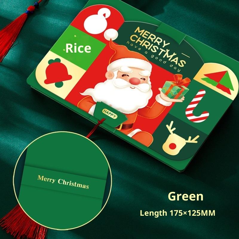 New Christmas Folding Card Cartoon Santa Claus Personalized Creative Three Fold Blank Card Blessing Message Card